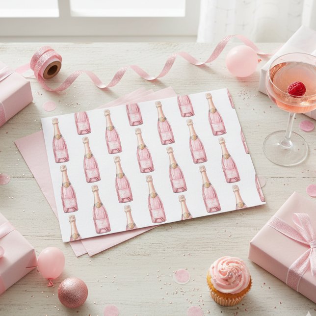 Papier Mousseline Fête des Bouteilles de Champagne Rose (Créateur téléchargé)