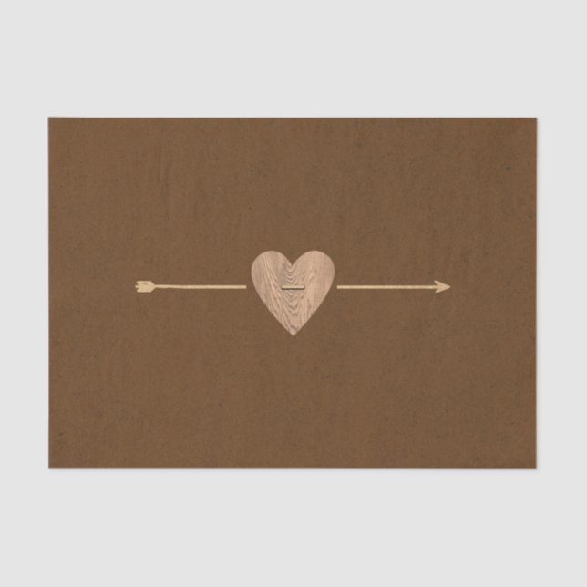Papier Mousseline Fête des mariées Brown Rustique Kraft Heart Flèche (Recto)
