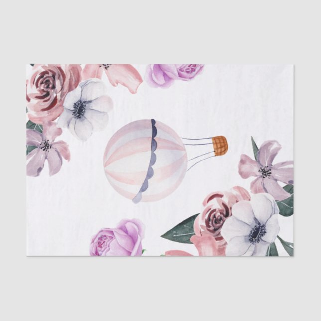 Papier Mousseline Fête des mariées de voyage Floral Hot Air Balloon (Recto)