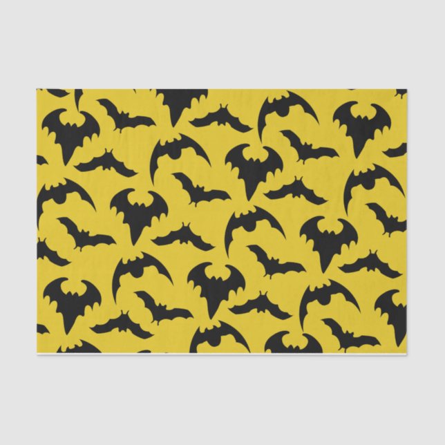 Papier Mousseline Fête d'Halloween de chauves-souris jaunes et noire (Recto)