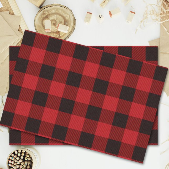 Papier Mousseline fête d'hiver rustique bûcheron rouge (rustic winter lumberjack red buffalo plaid party tissue paper)