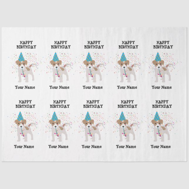 Papier Mousseline Fête du chien - Animaux à l'anniversaire Nom de la (Recto)