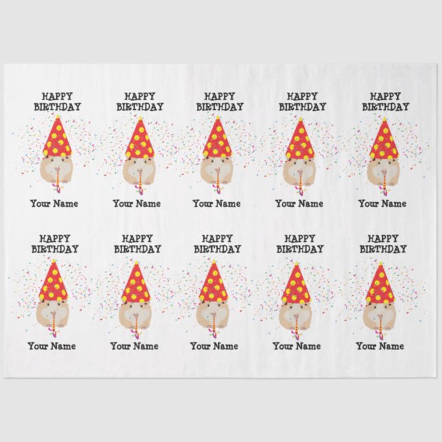 Papier Mousseline Fête du hamster - Animaux à l'anniversaire Nom de  (Recto)