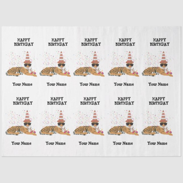 Papier Mousseline Fête du tigre - Animaux Fête d'anniversaire Garçon (Recto)