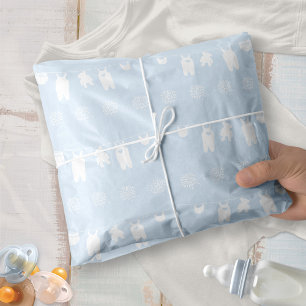 Papier Mousseline Fête minimale de bébé garçon sur un fil à linge bl