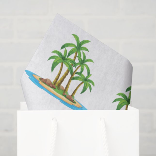 Papier Mousseline Fête motif palmier de plage mignon (Sac cadeau)