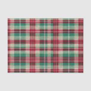 Papier Mousseline Fêtes Crème Rouge Vert Trappe Plaid