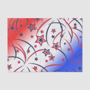 Papier Mousseline Feu d'artifice en bleu blanc rouge