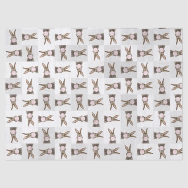 Papier Mousseline Feu de lapin rose bulle gomme (Recto)