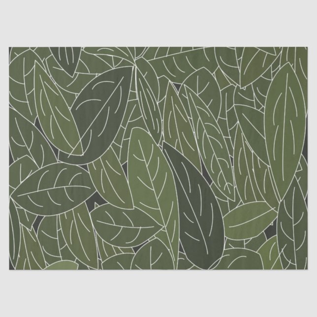 Papier Mousseline Feuillage de feuilles vertes (Recto)