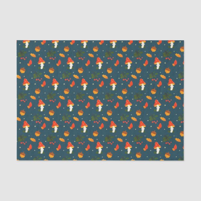 Papier Mousseline Feuillage de forêt rustique automne Berries d'hive (Recto)