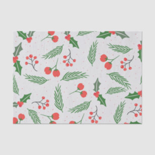 Papier Mousseline Feuillage d'hiver de la Pine aux Berries Holly