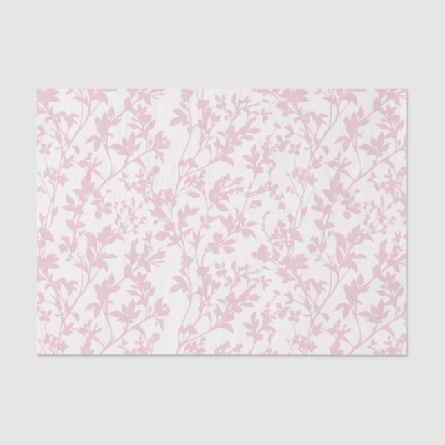 Papier Mousseline Feuillage frais (ivoire - Rose doux) (Recto)