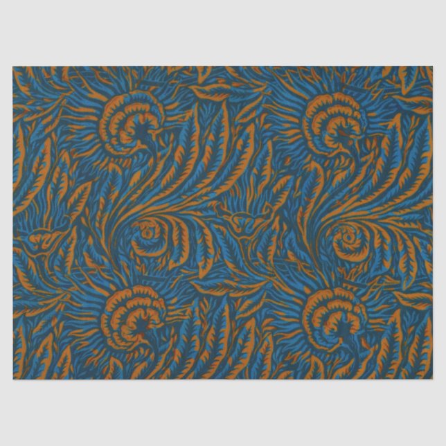 Papier Mousseline Feuille botanique d'acanthe de style sarcelle Will (Recto)