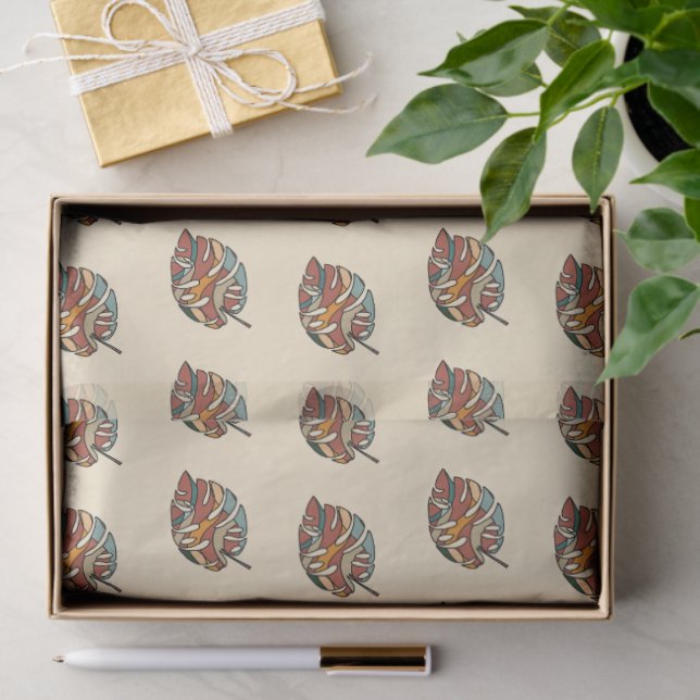 Papier Mousseline Feuille Botanique Moderne Sérène Savane (Cadeau)
