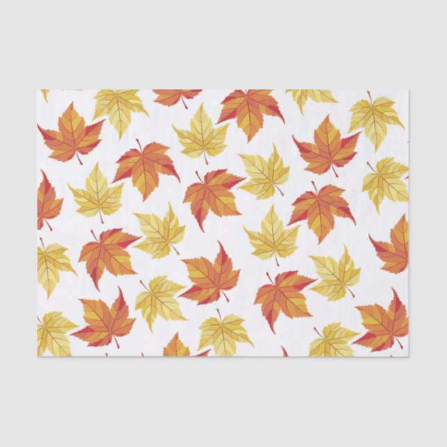 Papier Mousseline Feuille d'automne d'orange et de jaune (Recto)