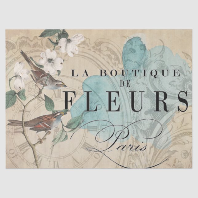 Papier Mousseline Feuille de Decoupage d'oiseau de boutique de La (Recto)