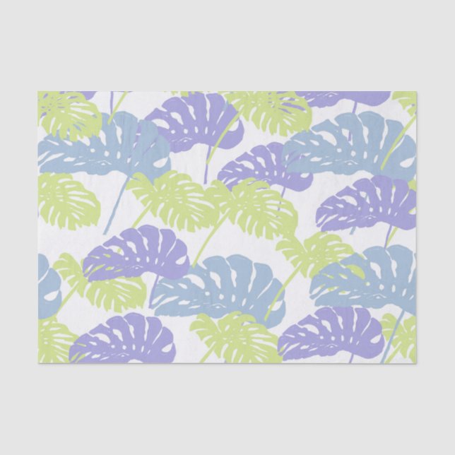 Papier Mousseline Feuille de Monstera Pastel Tropical (Recto)