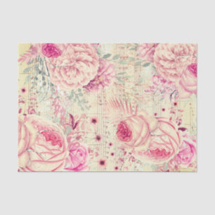 Papier Mousseline feuille de musique fleurs