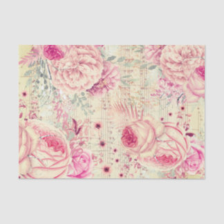 Papier Mousseline feuille de musique fleurs