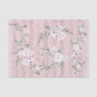 Papier Mousseline feuille de musique gris rose