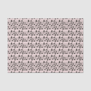 Papier Mousseline Feuille de musique rose et noir