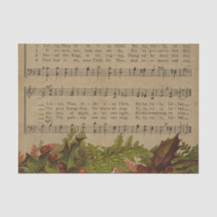 Papier Mousseline Feuille de musique vintage de chant de Noël