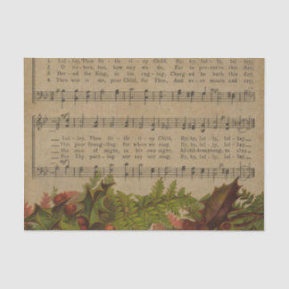 Papier Mousseline Feuille de musique vintage de chant de Noël