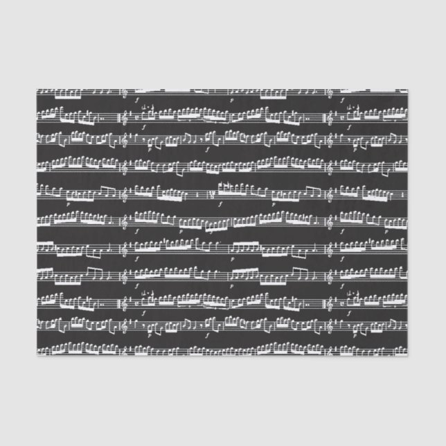 Papier Mousseline feuille de notes de musique blanche en noir (Recto)