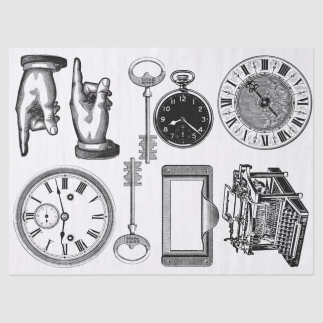 Papier Mousseline Feuille d'éléments de Steampunk de journal (Recto)