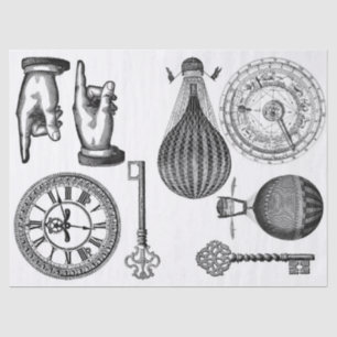 Papier Mousseline Feuille d'éléments de Steampunk de journal