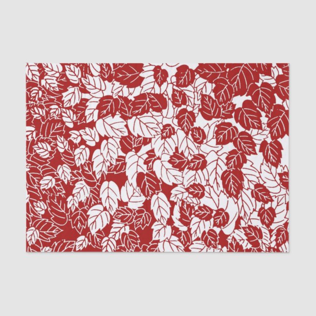 Papier Mousseline Feuille japonaise, rouge foncé et blanc (Recto)