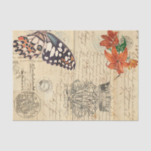 Papier Mousseline Feuille laissée par papillon de Boho Decoupage