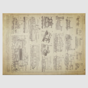 Papier Mousseline Feuille locomotive grunge de Decoupage