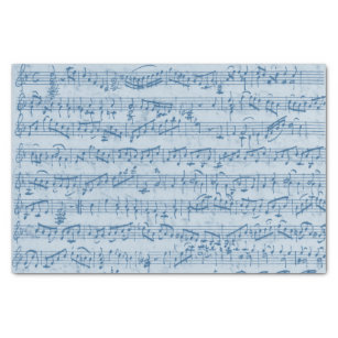 Papier Mousseline Feuille Musique Bleu Découpage Vintage manuscrit
