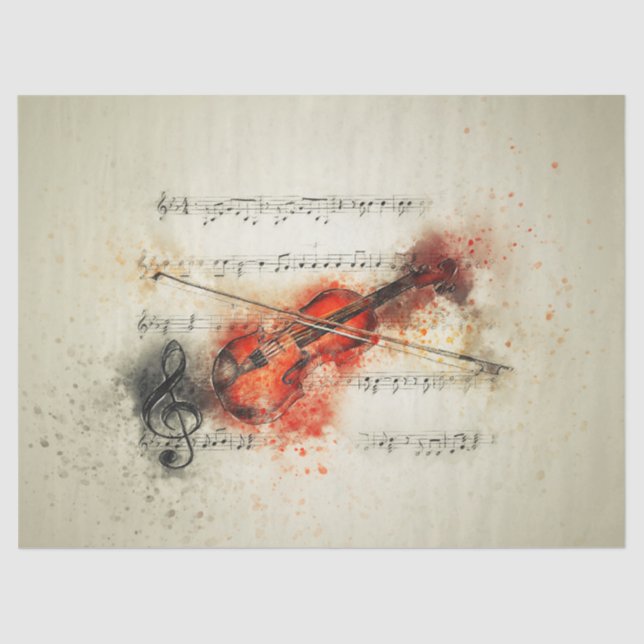 Papier Mousseline Feuille Musique Violon Découpage Tissu papier (Recto)
