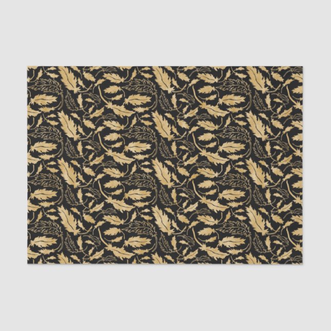Papier Mousseline Feuille or avec Arrière - plan noir (Recto)