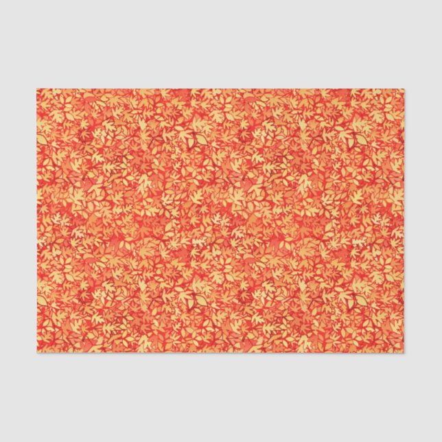 Papier Mousseline Feuille, orange et or d'automne (Recto)
