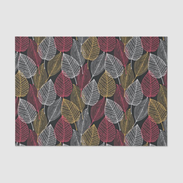 Papier Mousseline Feuille squelette moderne Motif d'automne (Recto)