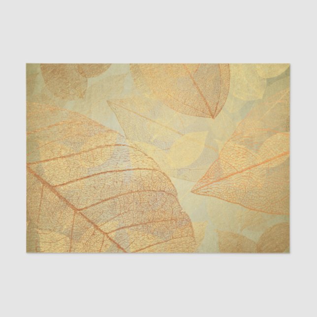 Papier Mousseline Feuille squelettique en bronze d'or (Recto)