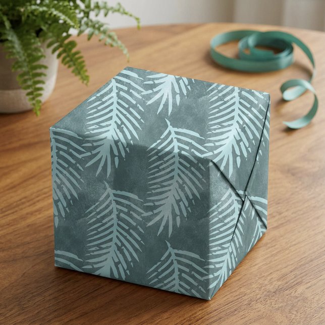 Papier Mousseline Feuille tropicale aquarelle vert sarcelle (Teal Green Watercolor Tropical Leaf Tissue Paper)