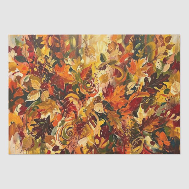 Papier Mousseline Feuilles d'automne abstraites vibrantes (Recto)