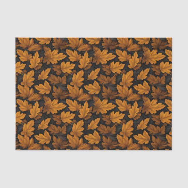 Papier Mousseline Feuilles d'automne brunes et orange (Recto)