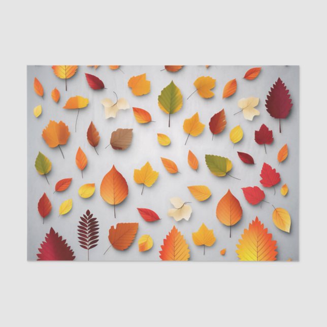 Papier Mousseline Feuilles d'automne colorées (Recto)