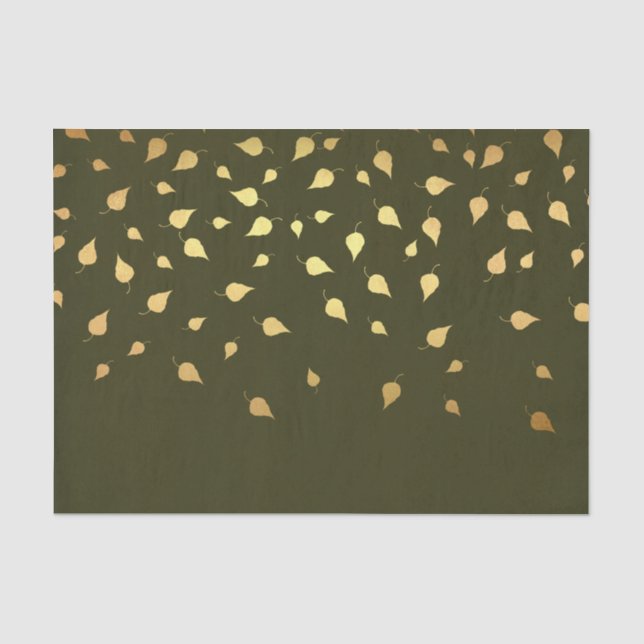 Papier Mousseline Feuilles d'automne dorées (Recto)