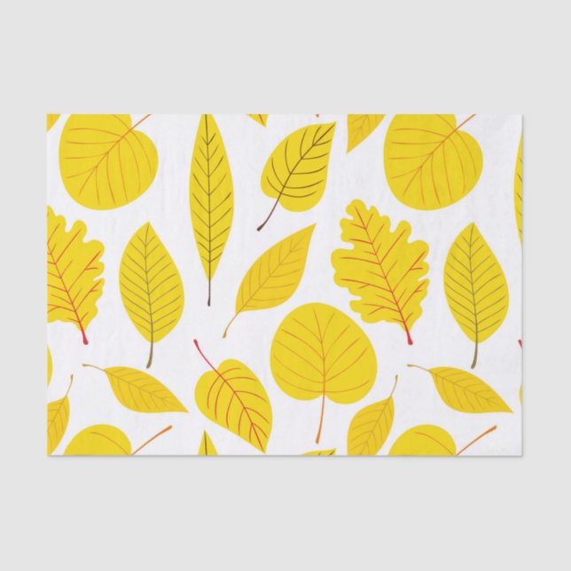 Papier Mousseline Feuilles d'automne en jaune (Recto)