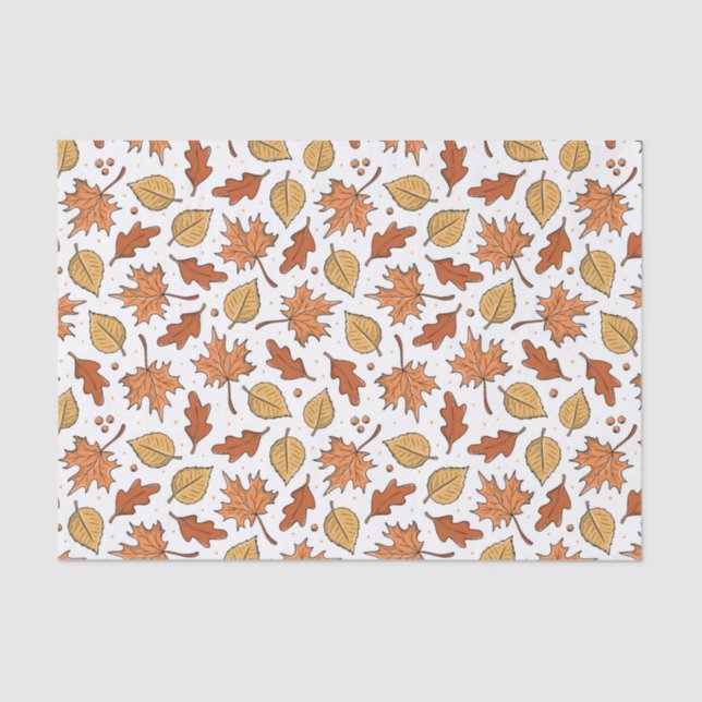 Papier Mousseline Feuilles d'automne et Motif d'Acorns (Recto)