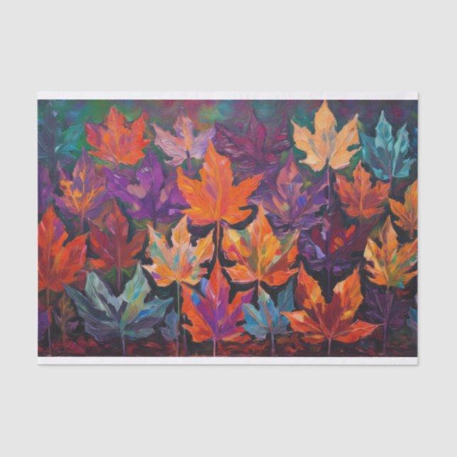 Papier Mousseline Feuilles D'Automne Exquises, Design D'Automne Colo (Recto)