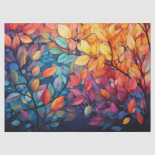 Papier Mousseline Feuilles d'automne fantaisistes lumineuses et colo