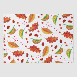 Papier Mousseline Feuilles d'automne Noix châtaignes automne Orange